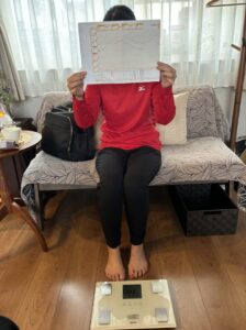 3か月間のダイエット経過の感想をした体重推移の写真
