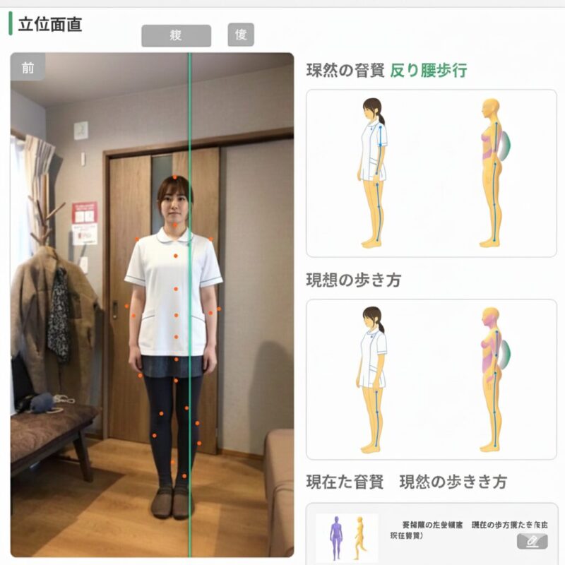 AI姿勢分析ツールの判定結果イメージ図